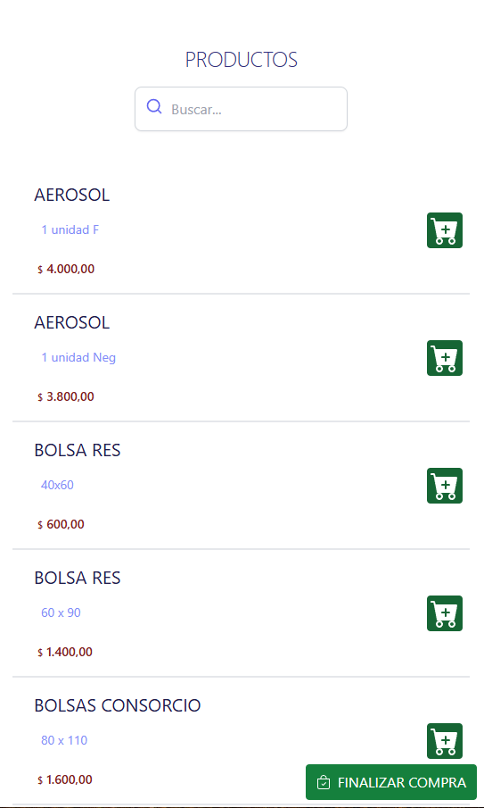 Catálogo de Productos y Precios